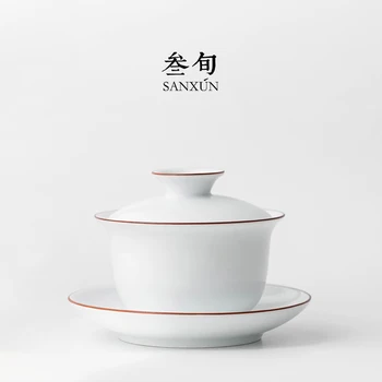 |tris dešimt dienų riebalų balta tureen arbatos puodelio vieną keramikos krosnies balto porceliano tureen kung fu arbatos rinkinys Japonų arbatos dubenėlį